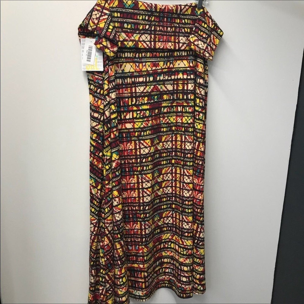 LuLaRoe maxi skirt 3XL fun stained glasslike print